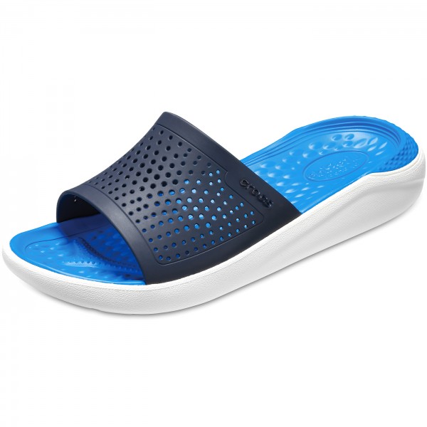 crocs blue flip flops