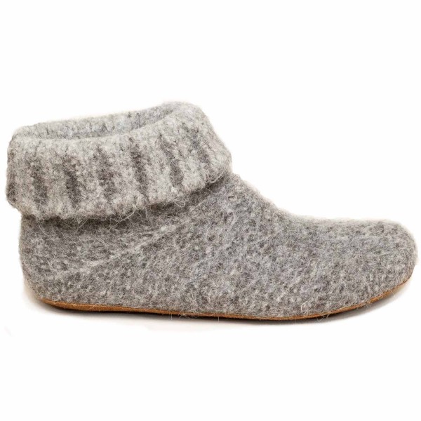 Gottstein Knit Boot Alpaka Unisex Hüttenschuhe aus Alpakawolle Grau (Grey)