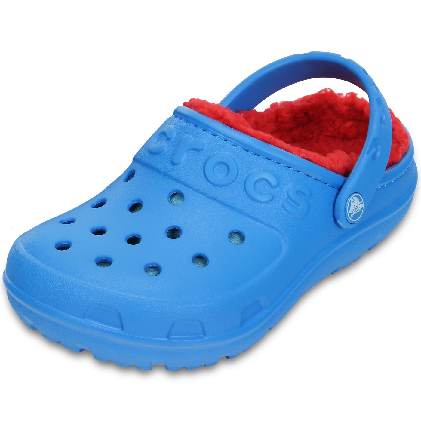 Crocs Hilo Lined Kids Kinder Clogs blau/rot (ocean/flame ...