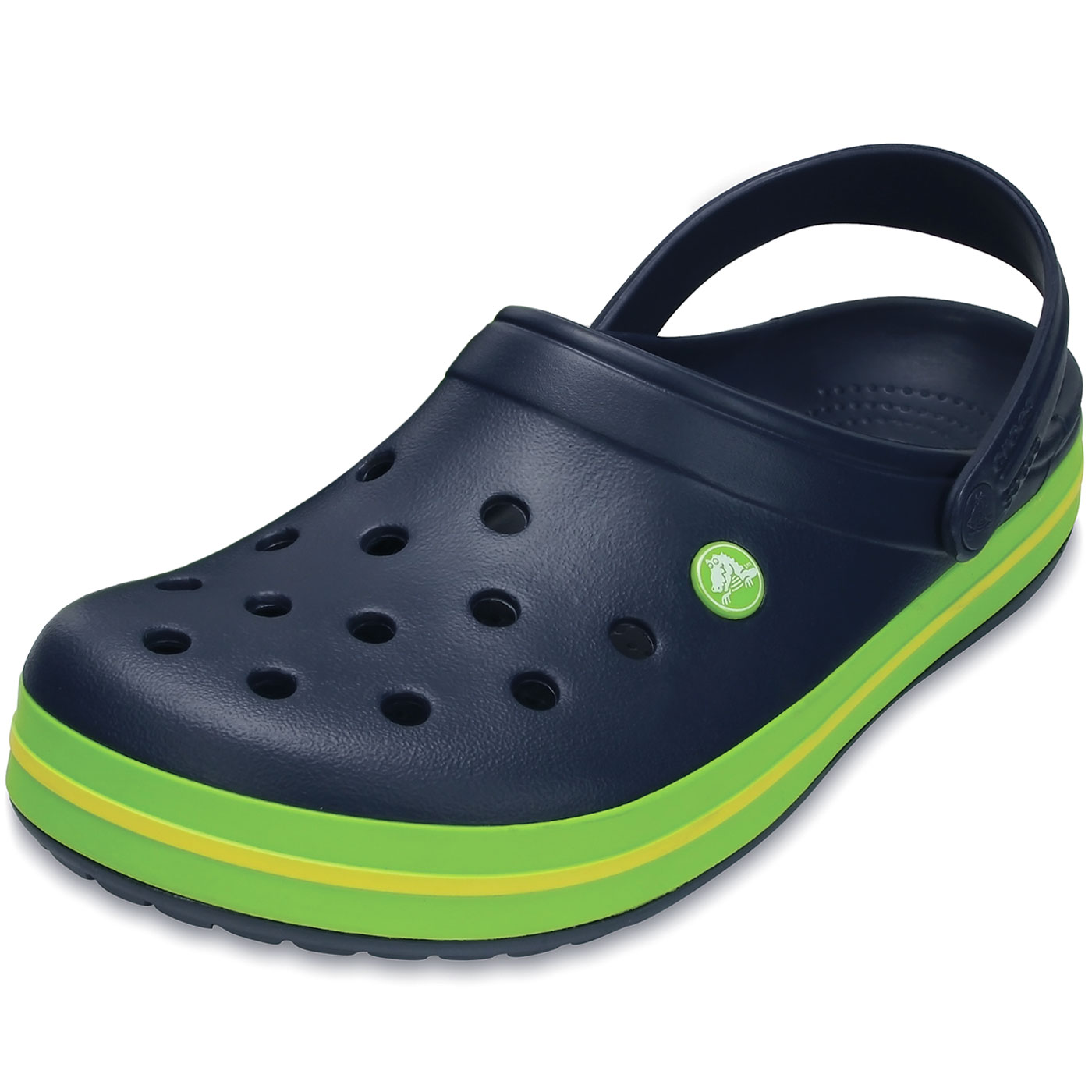 green and orange crocs