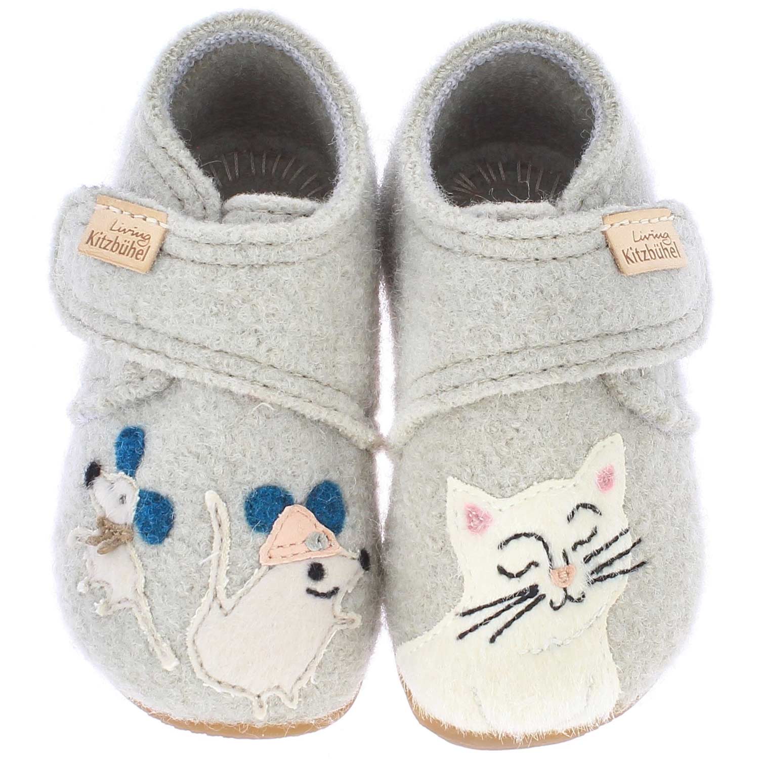 Living Kitzbühel Cat and Mouse Toddler Slippers Grey (Pumice ...