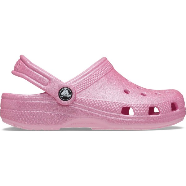 Crocs Classic Glitter Kids Mädchen Glitzer-Clogs Pink/Glanz (Pink Tweed Glitter)