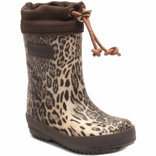 Bisgaard Thermo Rubber Boots Mädchen Gummistiefel mit Warmfutter Dunkelbraun (Leopard)