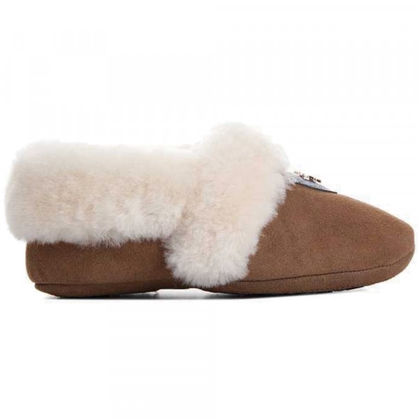 Canada Snow Regina Damen Lammfell-Slipper mit Gummipads Braun (Chestnut)