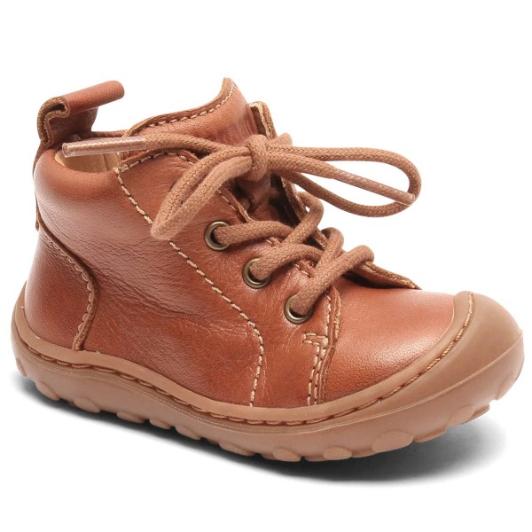 Bisgaard Gerle Lace Baby Leder-Lauflernschuhe zum Schnüren Braun (Cognac)