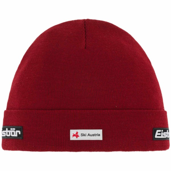 Eisbär Renan RL SKA Unisex Beanie mit Umschlag Weinrot (Burgund)