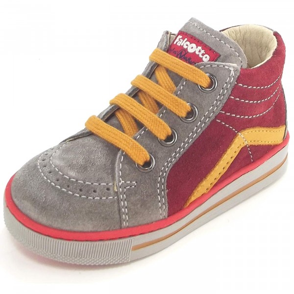 Falcotto by Naturino Krazy Kleinkinder Schnürschuhe grau/rot (piombo/granata/mais)