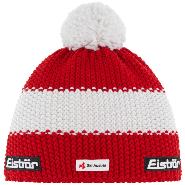 Eisbär Star Pompon SKA Unisex Winter-Strickmütze für Österreich-Fans Rot/Weiß/Rot (Ardea/White/Ardea)