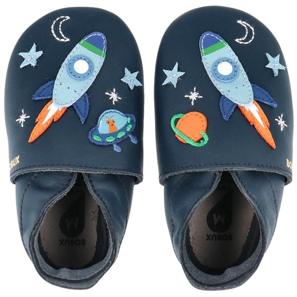 Bobux Soft Sole Cosmic Rocket Kleinkinder Krabbelschuhe aus Leder Dunkelblau (Navy)