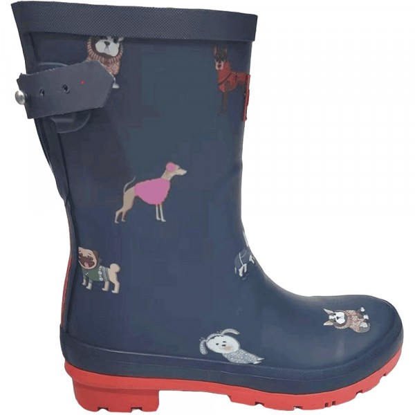 Rajn Dog Mid Damen Gummistiefel mit Hundemotiv Dunkelblau/Rot (Navy)