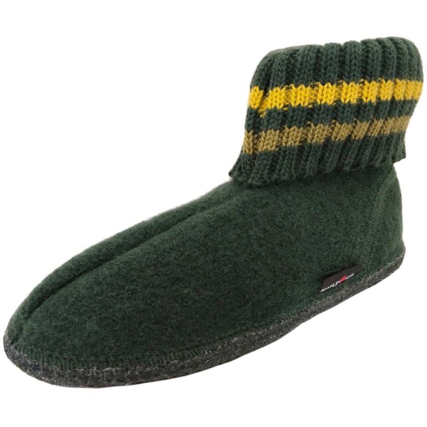 Haflinger Paul Unisex Hüttenschuhe mit Strickbund Moosgrün