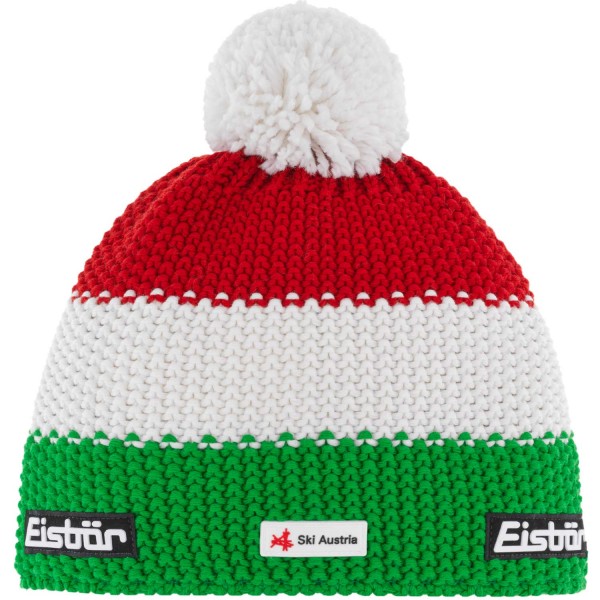 Eisbär Star Pompon SKA Unisex Winter-Strickmütze für Italien-Fans Grün/Weiß/Rot (Electric/White/Ardea)